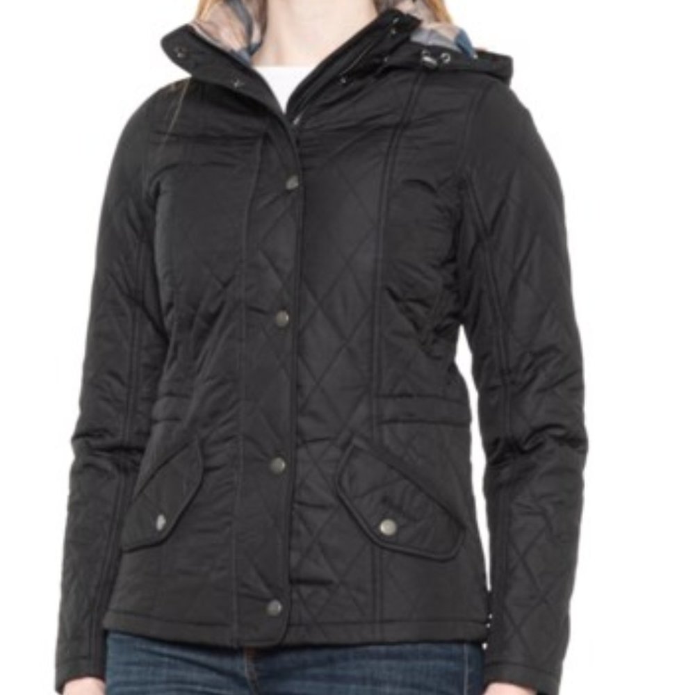 Barbour Millfire Diamond Quilted Black Jacket Size 10